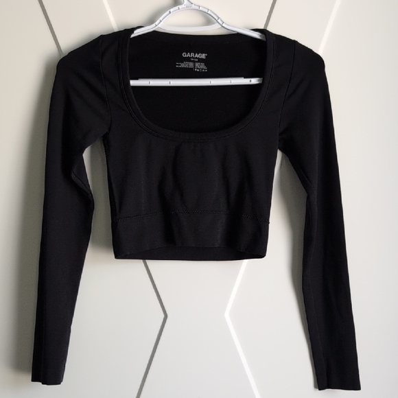Garage Black Scoop Neck Cropped Top - Picture 1 of 7